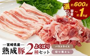 宮崎県産熟成豚 よくばり2種セットA（バラスライス/切り落とし） N0105-YA2286-sku