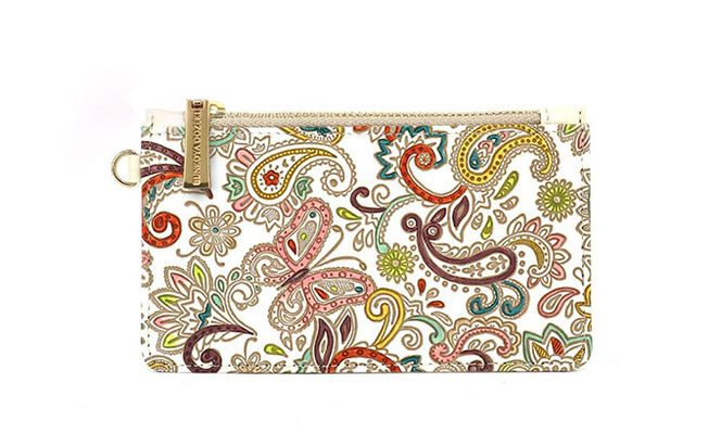 【文庫屋大関】すっきりカードケース　ペイズリー【皮革工芸品】 ファッション小物 雑貨 フラグメントケース 小銭入れ付き 収納 スマート 日本製 