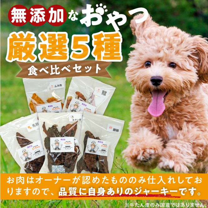 犬猫用　無添加おやつジャーキー　肉シリーズ　５袋詰め合わせ［143O14］