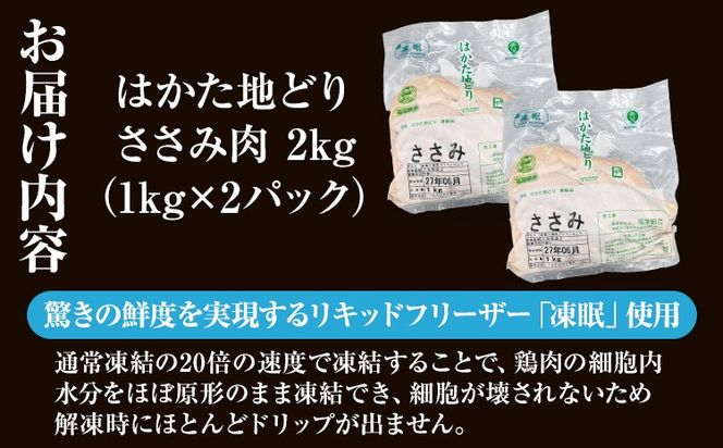 【ふるさと納税】鶏肉 はかた地どり ささみ 2kg 1kg×2パック 福岡県産 地鶏 鶏肉 冷凍 国産 ササミ 鶏ささみ とり肉 サラダチキン 蒸し鶏 筋トレ おうちごはん お取り寄せ グルメ ギフト