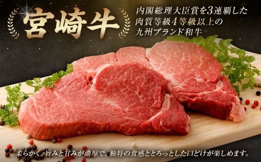 ＜≪肉質等級4等級以上≫宮崎牛ヒレステーキ（1000g）＞入金確認後、翌月末までに順次出荷【c1407_tu】 200g×5 1kg 宮崎牛 牛肉 肉 お肉 黒毛和牛 ブランド肉 ヒレ ステーキ 希少部位 美味しい 柔らかい 冷凍 国産