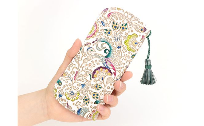 【文庫屋大関】メガネケース　孔雀【皮革工芸品】 ファッション小物 民芸品 