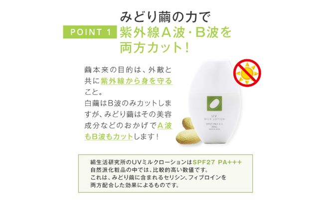 《絹生活研究所》UVミルクローション 30ml（SPF27 PA+++） 美容 日焼け止め 