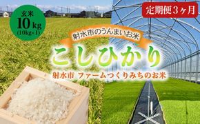 【3ヶ月定期便】【射水市】【射水の美味しいお米】ファームつくりみちのお米 作道米 R8年度産こしひかり10kg（10kg×1）【玄米】 | 米 こめ コメ こしひかり ブランド米 銘柄米 人気 ランキング 富山 富山米 北陸 北陸米 富山コシヒカリ 北陸コシヒカリ 玄米コシヒカリ 10キロ 10キロ米 10kg 10kg米 ※離島への配送不可