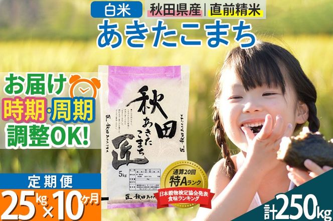 【白米】＜令和8年産 新米予約＞ 《定期便10ヶ月》秋田県産 あきたこまち 25kg (5kg×5袋)×10回 25キロ お米 匠 |02_snk-010910