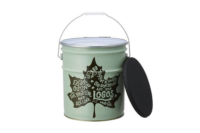ヴィンテージペールCAN キャンプ 雑貨 LOGOS コラボ ロゴ入り アウトドアグッズ インテリア スチール製 容量18L 小道具 使用前の炭 収納 スツール 荷物入れ 小物入れ 