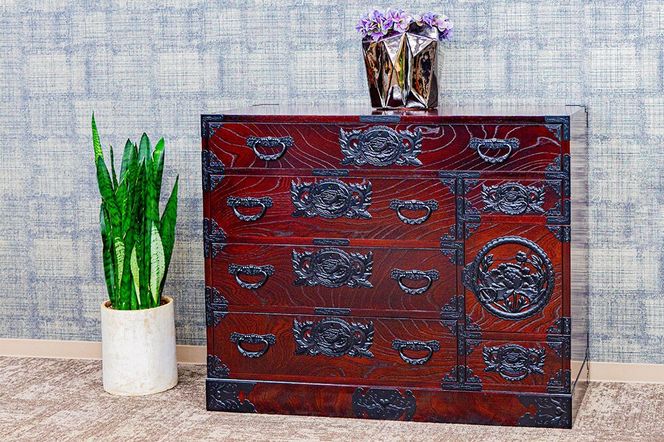 仙台箪笥 三・五尺野郎箪笥 拭き漆塗り KC-7C （申込書返送後、1ヶ月～6ヶ月程度でお届け） 欅産業 たんす 家具 収納 インテリア|06_kyk-740301