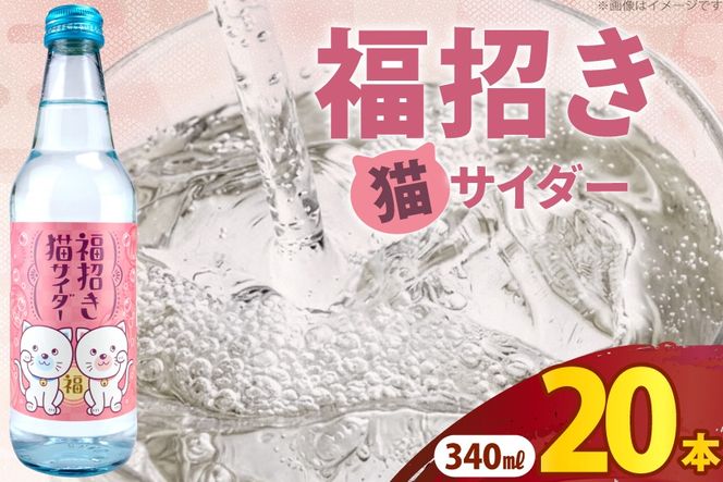 サイダー 福招き猫サイダー 340ml × 20本 [翔栄通商 静岡県 吉田町 22424714] 炭酸 炭酸飲料 瓶 ソーダ 招き猫 サイダー 木村飲料