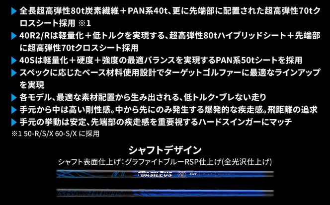 [バシレウス] ドライバー用カーボンシャフト Basileus α II(バシレウス アルファツー) 50S｜ゴルフ用品 ゴルフ [0433]
