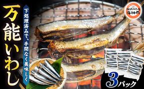 万能いわし 8匹 (約160g～180g) × 3袋 下処理済み