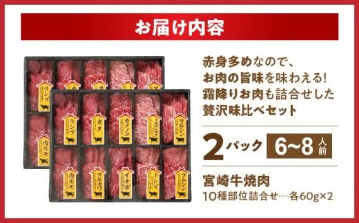 宮崎牛食べ比べ10種盛り焼肉セット(各600g×2P)_34-3103_(都城市) 都城産 宮崎牛 A4ランク 焼肉 セット 内モモ カタ トンビ ランプ ラムシン マルシン カメノコ イチボ マルカワ ミスジorトモサンカク 10種類 贈答用  ギャル曽根さんおすすめの牛肉返礼品
