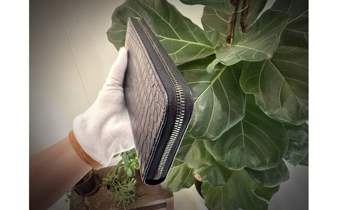 【極上】クロコダイルラウンドファスナー長財布 マットBLK 304018_AX19