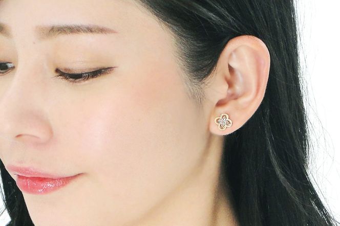 K18YG【0.26ct】ダイヤモンド クローバー ピアス CSP00048-18Y SWAV086-a