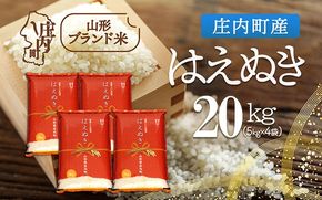庄内町産 はえぬき 20kg 5kg×4袋 令和7年産 2025年産 ブランド米 コシヒカリの原点、亀の尾発祥の地 庄内