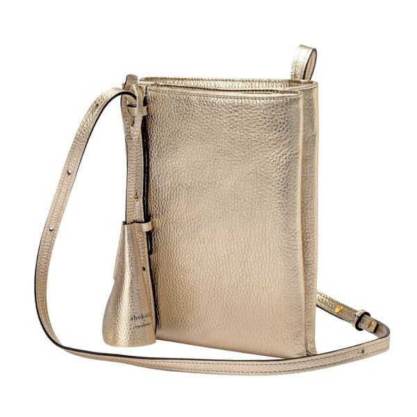 豊岡鞄 Shokolatt ショルダーポーチ 2層式 大 ゴールド