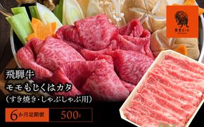 AJ-14 【6か月定期便】【飛騨牛】モモもしくはカタ 500g (すき焼き・しゃぶしゃぶ用)