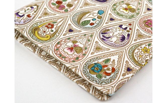 【文庫屋大関】パーソナルホルダー　花と猫＜ミックス＞【皮革工芸品】 民芸品 雑貨 日用品 ファイル 多用途 牛革 