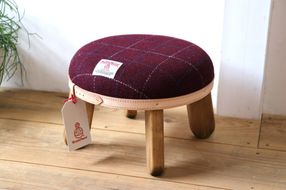 まぁるいスツール【ボルドー】 子供 椅子イスキッズ HARRIS TWEED（ハリスツイード) Z126VC02