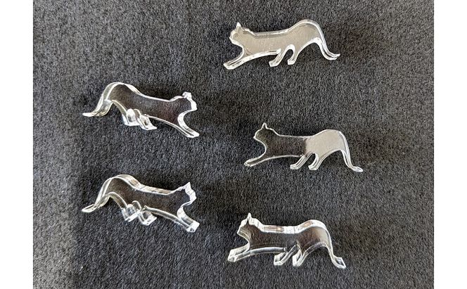 アクリル ネコ 箸置き 5コSET 雑貨 日用品 透明 猫 手作り 