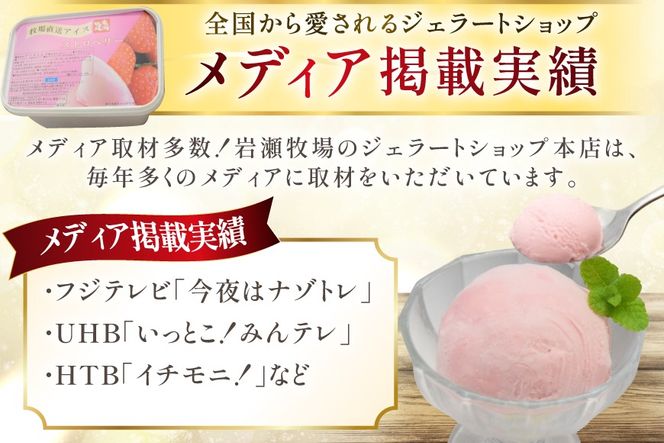 テレビで紹介！ アイス ジェラート ストロベリー 1L ファミリーサイズ [岩瀬牧場 北海道 砂川市 12260968] 冷凍 アイスクリーム 詰め合わせ スイーツ