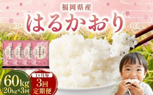【1ヶ月毎3回定期便】 はるかおり 20kg 計60kg ／ 米 コメ お米 ライス ご飯 ごはん 飯 食品 精米 定期便 常温 福岡県 香春町