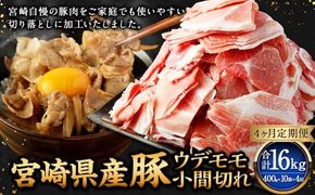【4ヶ月定期便】＜宮崎県産豚 ウデモモ 小間切れ 400g×10袋（10袋×4回）＞ お申込みの翌月下旬頃に第一回目発送（12月は中旬頃） 豚肉 お肉 肉 新生活応援 卒業祝い 就職祝い 入学 卒業 お花見 引越し【c1379_mc_x4】