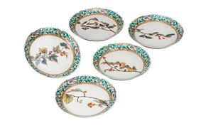 九谷焼　5.2号皿揃　果実絵変り （5枚セット）a01 食器 キッチン雑貨 キッチンアイテム 雑貨 小物 お皿 丸皿 食卓 テーブルコーディネート 