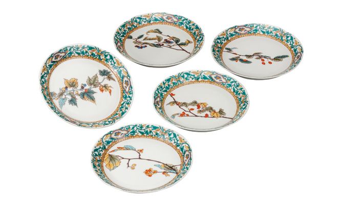 九谷焼　5.2号皿揃　果実絵変り （5枚セット）a01 食器 キッチン雑貨 キッチンアイテム 雑貨 小物 お皿 丸皿 食卓 テーブルコーディネート 