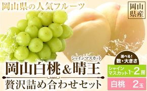 【先行予約】岡山白桃 & シャインマスカット（晴王）セット 選べる サイズ 数 有限会社ホーティカルチャー神島《7月上旬-8月中旬頃出荷》岡山県 笠岡市 桃 白桃 もも 岡山白桃 シャインマスカット マスカット ぶどう 晴王【配送不可地域あり】---H-79---