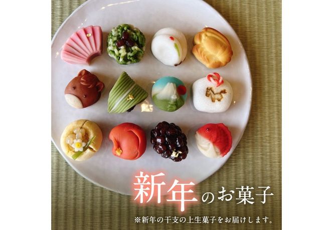 【先行予約・数量限定】新年の上生菓子 12個セット 【年内配送】 【2025年12月25日発送予定】 和菓子 上生菓子 新年 干支 生菓子 菓子 山梨 富士吉田