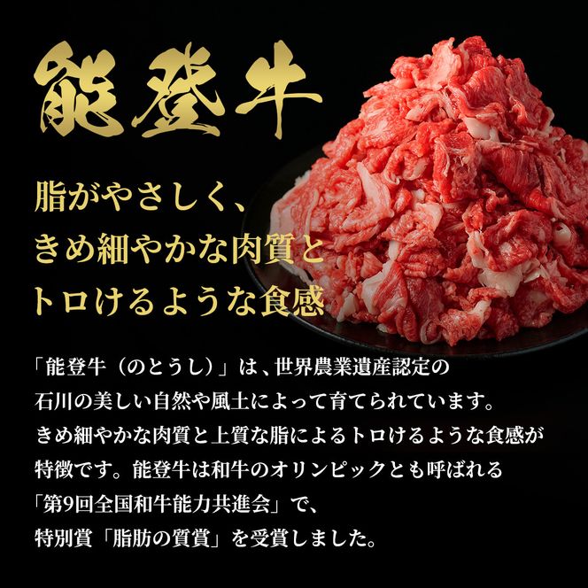 【和牛セレブ】能登牛 切り落とし 1kg（500g×2P） お肉ギフト専門店 石川県 能美市 172111_DB002