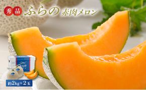 【2026年8月発送】JAふらの 赤肉メロン 2玉 計4kg 富良野市 メロン フルーツ 果物 