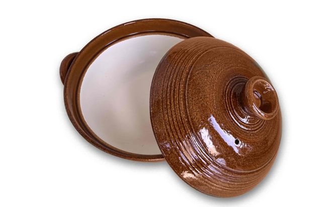 【萬古焼（ばんこやき）】飴釉こま筋 ９号炊き上手土鍋 ばんこの里会館【吹きこぼれない 吹きこぼれ防止 吹きこぼれしにくい  土鍋 9号 三重県 四日市市 四日市 四日市市ふるさと納税】