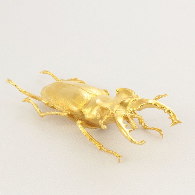 ミヤマクワガタのフィギュア(小)　置物　オブジェ　インテリア　24金　K24