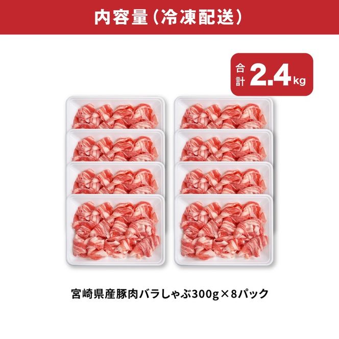 宮崎県産豚肉バラしゃぶ2.4kgセット K65_0011