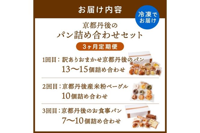 【3回定期便】京都のパン屋★ 京都 丹後のおまかせ お楽しみパン 3ヶ月定期便 【訳あり】 	BT00008