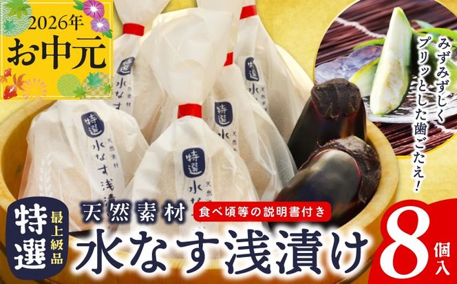 020C569t 【お中元対応】「特選最上級品」天然素材水なす浅漬け8個入
