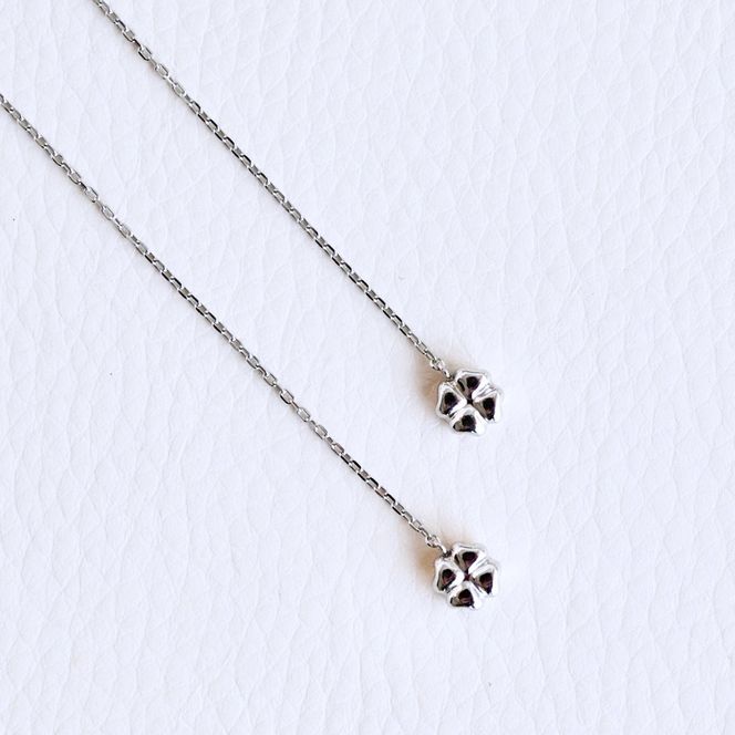 K18WG(18金) ホワイトゴールド 地金 クローバー チェーン ピアス シンプル 幸運 希望 幸福 愛情 健康 保証書付 KO-0072 242-036-b