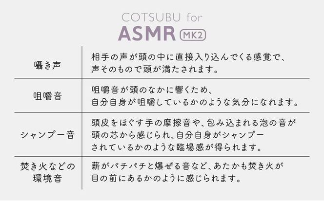 完全ワイヤレスイヤホン ag COTSUBU for ASMR MK2 VR/バイノーラル/ASMR / 360オーディオ推奨/リラックス