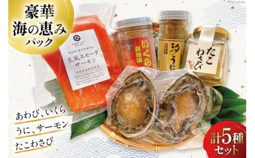 海鮮 詰め合わせ 豪華・海の恵みパック 5種×各1パック [たみこの海パック 宮城県 南三陸町 30ae0024] 冷凍 アワビ 鮑 イクラ ウニ 雲丹 高級 希少 海鮮 魚介類 パック