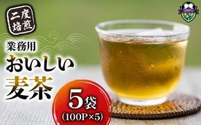 麦茶 二度焙煎 おいしい麦茶 業務用 100P×5 計500P ティーパック お茶 むぎ茶 水出し ノンカフェイン 飲料 業務用 家庭用 簡単 静岡県 藤枝市