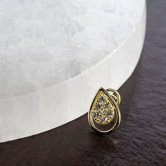 18金 キャッチのいらないピアス ドロップ ダイヤモンド K18YG 0.13ct ユニセックス 片耳 ピアス つけっぱなし イエローゴールドk18 キャッチナッシャー 260206bd400dyubp SWAA388