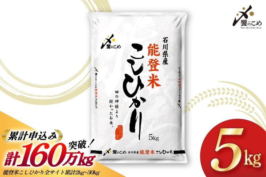 米 令和7年 能登米 こしひかり 精米 5kg [中橋商事 石川県 宝達志水町 38601139] お米 こめ コメ 令和7年産 コシヒカリ 白米 ごはん ご飯 5キロ 能登 石川