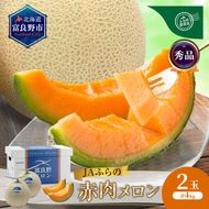 【2026年8月～発送】JAふらの 赤肉メロン 2玉 計4kg 富良野市 メロン フルーツ 果物 