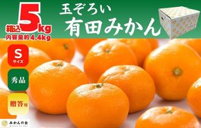 みかん Ｓサイズ 秀品 箱込 5kg (内容量約 4.4kg) 有田みかん 和歌山県産 産地直送 贈答用 【みかんの会】 AX208