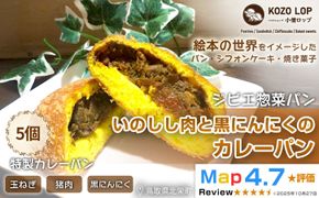 1182.【鳥取県産 ジビエ惣菜パン】いのしし肉と黒にんにくのカレーパン 5個 313726_BD063