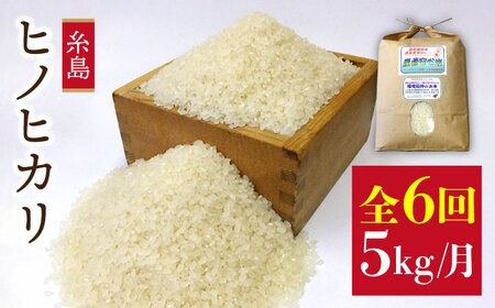 【全6回定期便】 ヒノヒカリ 5kg  福吉産 お米 栽培期間農薬不使用 糸島 / 二丈赤米産直センター [ABB012] ひのひかり 米 無洗米