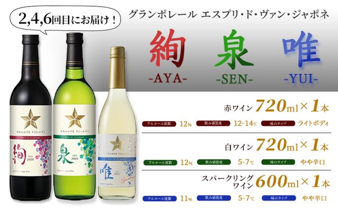 ワイン 飲み比べ 定期便 6ヶ月 サッポロ 岡山 ワイナリー お酒 ワイン ぶどう 
