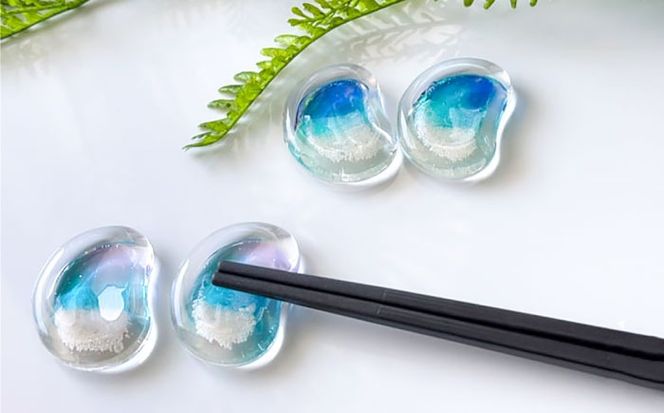 レジンアート 『海の煌き 箸置き』 ターコイズ × ブルー 2個セット はしおき はし置き レジンアート 海 ハンドメイド 雑貨 おしゃれ 沖縄市 / Kays Artistry[BCAG028]