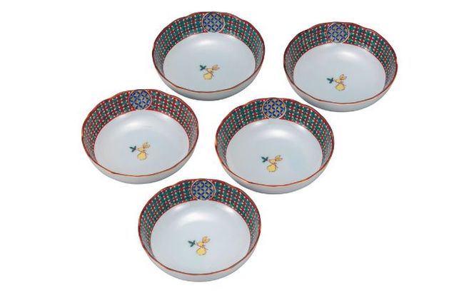 九谷焼　4号小鉢揃 うさぎ　a01 食器 キッチン雑貨 キッチンアイテム 雑貨 小物 お皿 小皿 食卓 テーブルコーディネート 